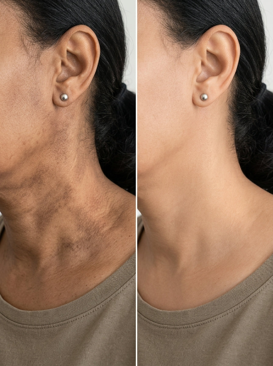 Antes e depois pescoço